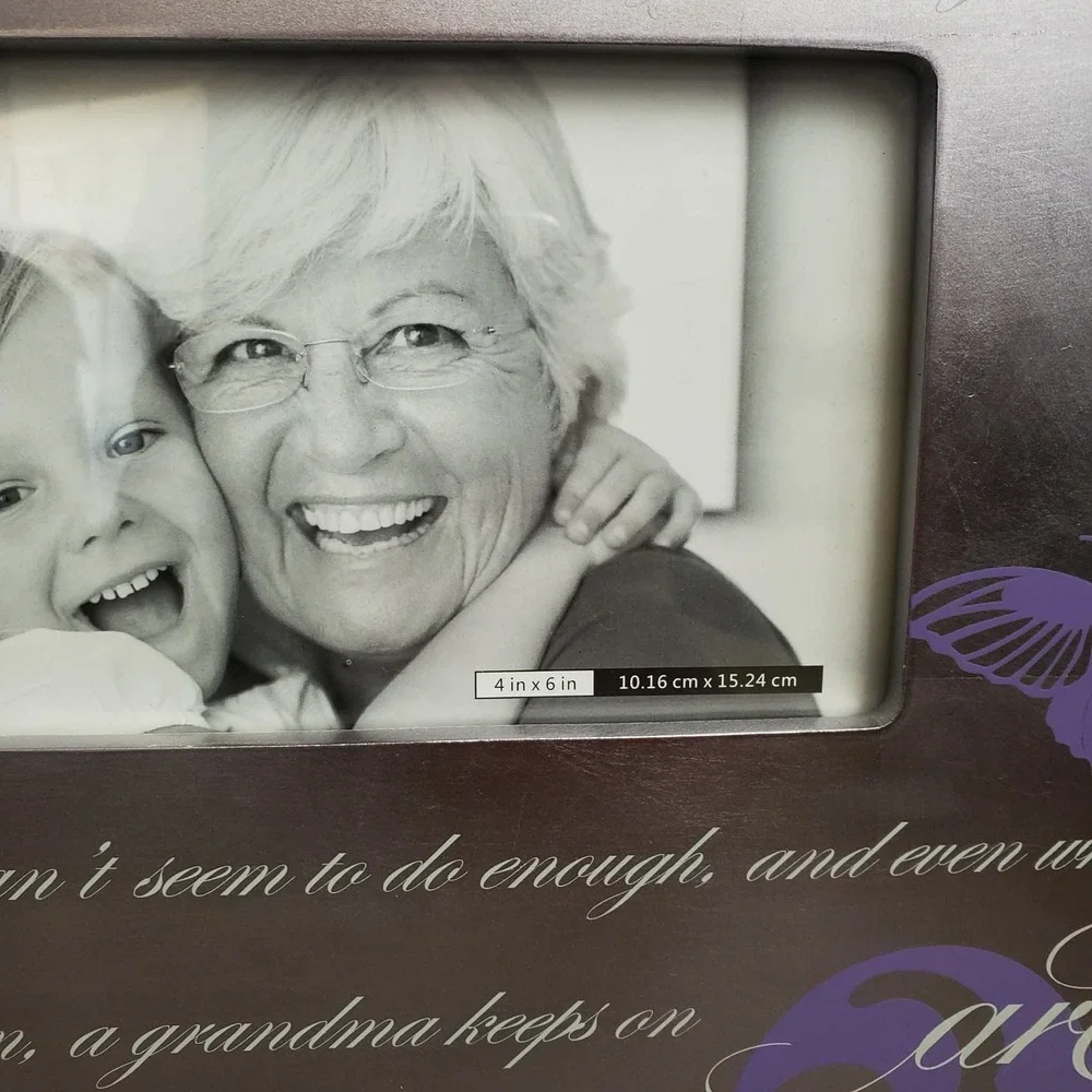 Grandmas Are Special Butterfly Poem Picture Frame 4x6 Purple Silver 12x12 Wall